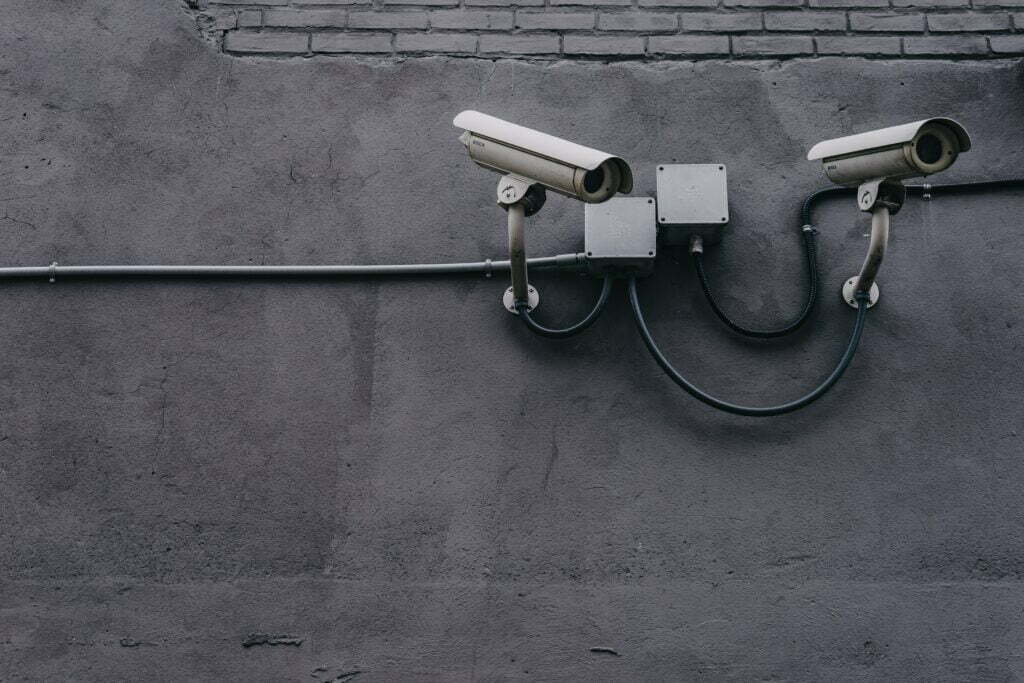 Two cameras on a building wall